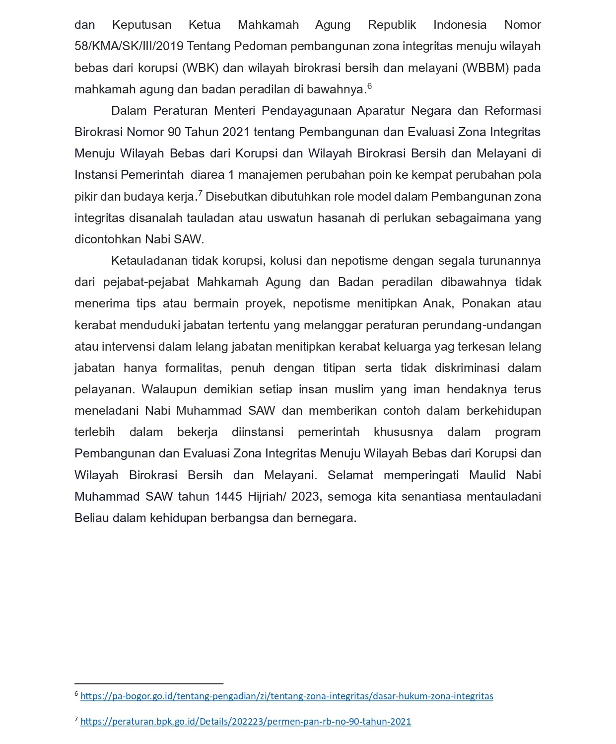 Maulid Nabi SAW dan Ketauladanan Pembangunan Zona Integritas.4